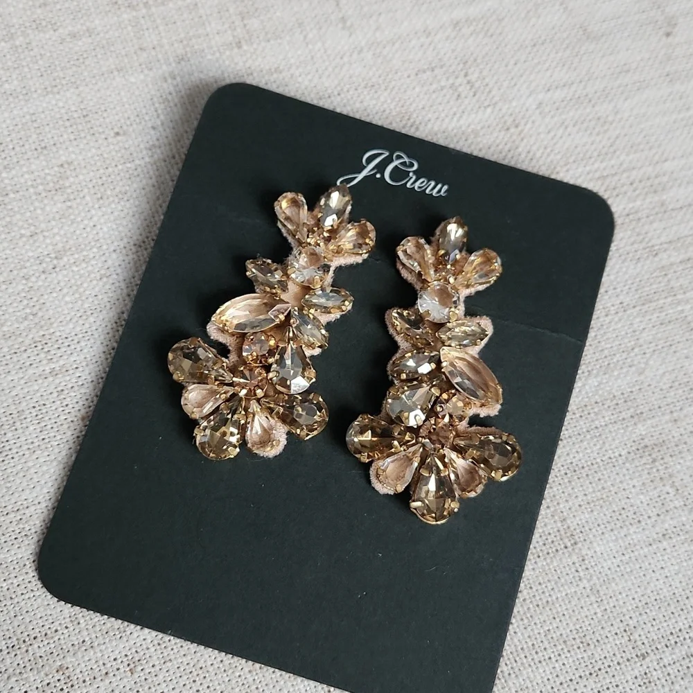 NWT! J. Crew Statement Jewel Earrings, Nuetral Colors